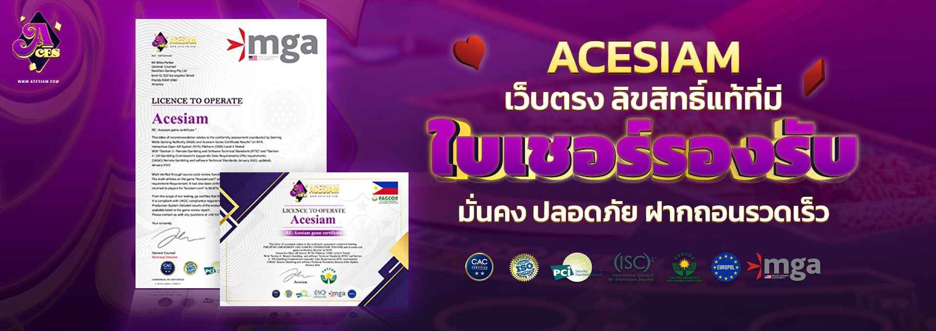 acesiam ใบเชอร์